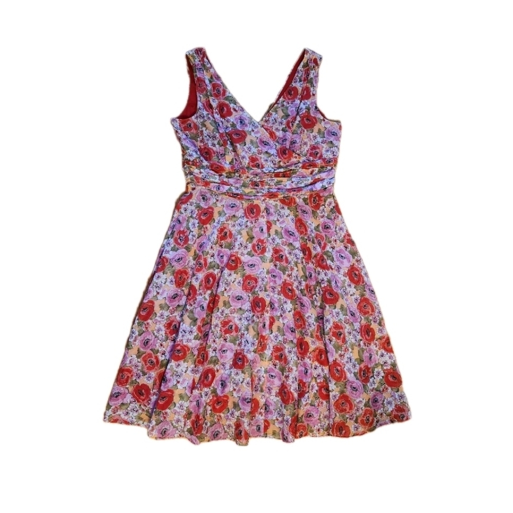 Philip Dicaprio Fit & Flare Silk Blend Floral Dress Size 12